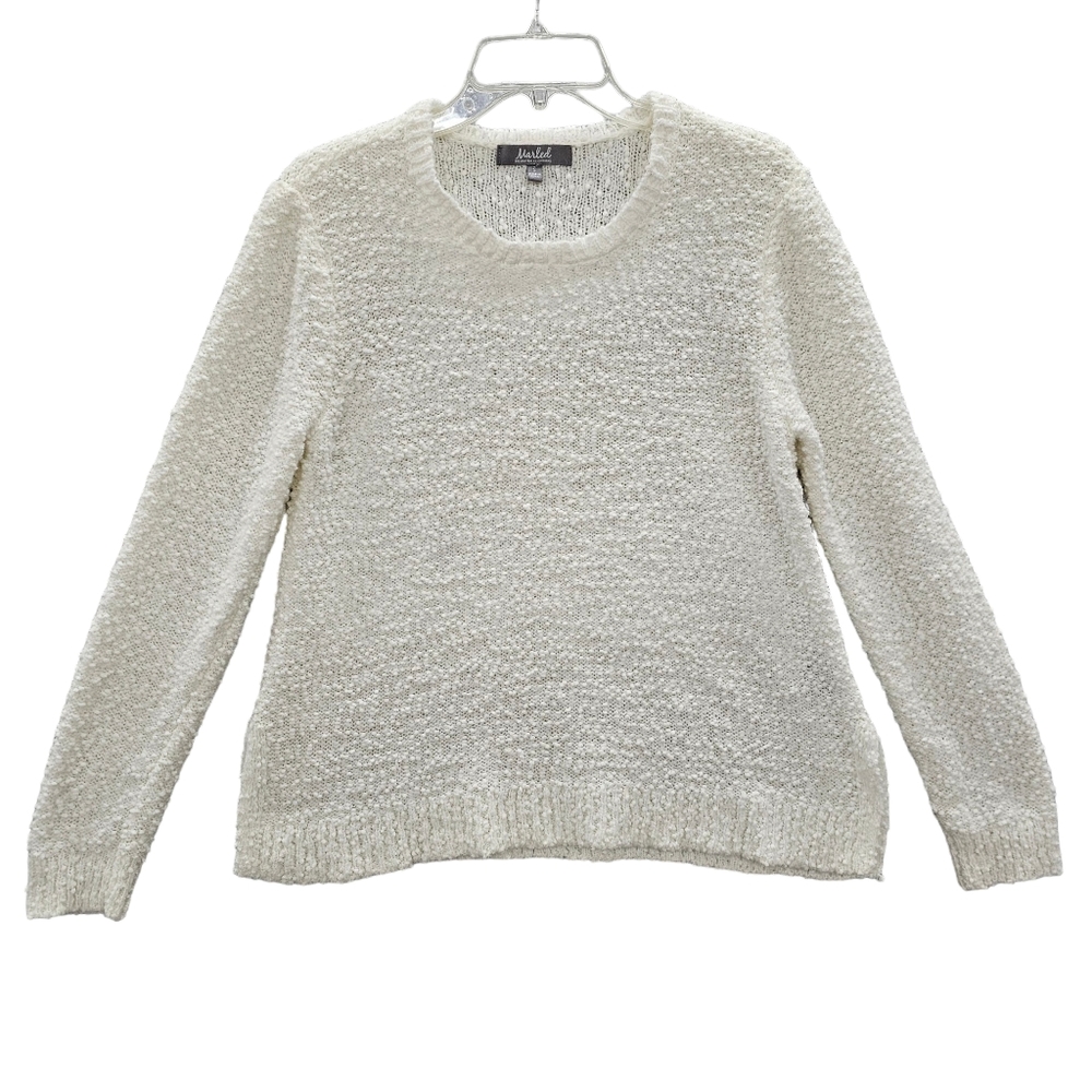 Marled Reunited Clothing Crew Neck Sweater Womens Size Small Off White Tetxtured